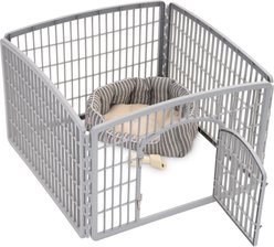 IRIS 4-8 Panel Dog Exercise Playpen with Door, 24-in, Light Gray