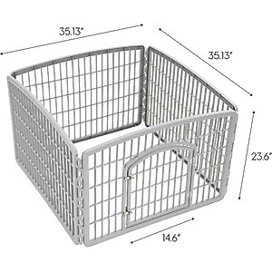 IRIS 4-8 Panel Dog Exercise Playpen with Door, 24-in, Light Gray