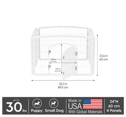 Show full view: IRIS 4-8 Panel Dog Exercise Playpen with Door, 24-in, White slide 2 of 11