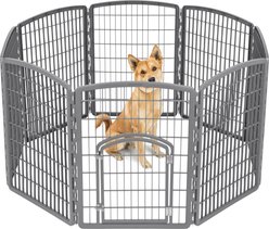 IRIS 4-8 Panel Dog Exercise Playpen with Door, 34-in, Dark Gray