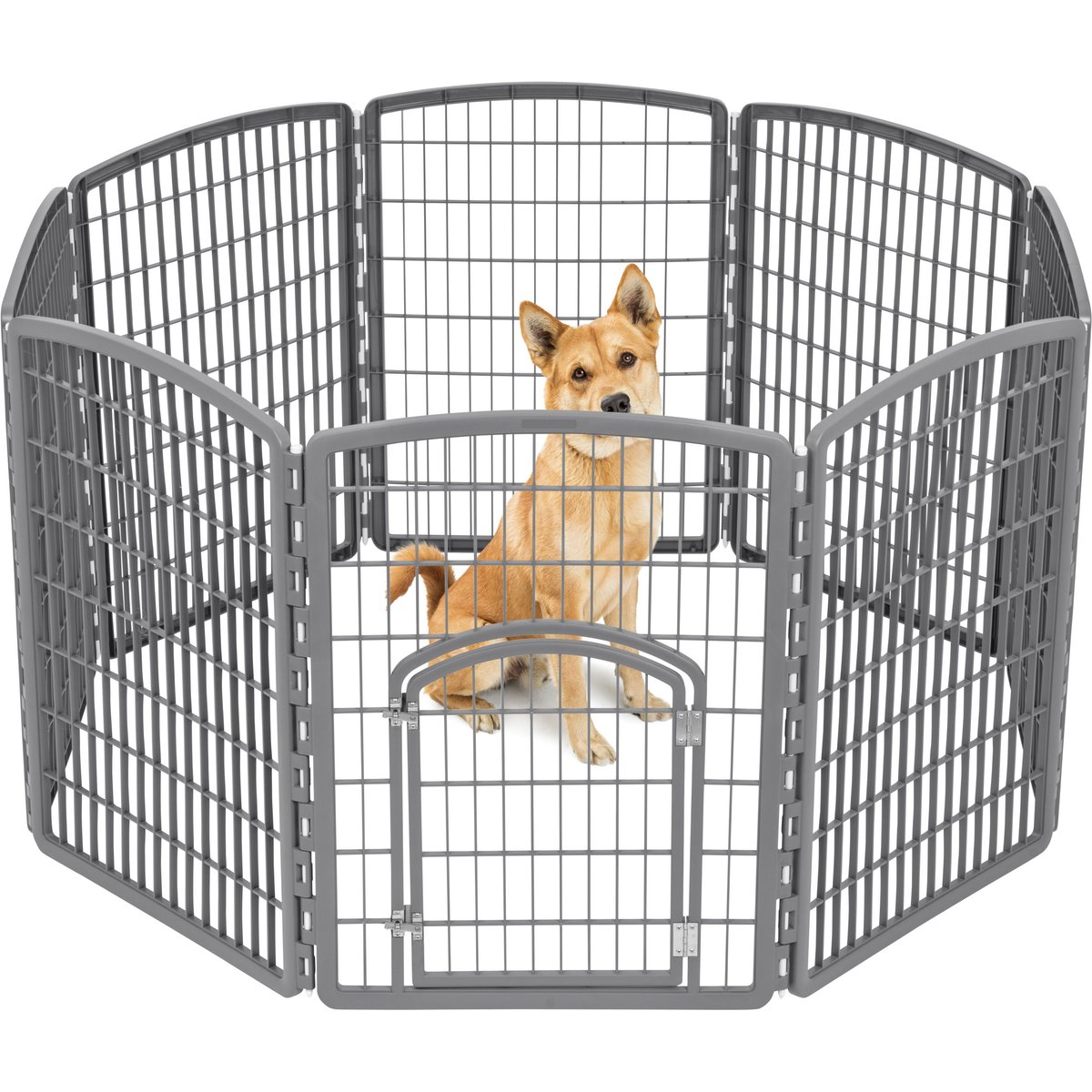 8-Panel Plastic Exercise Dog Playpen, Gray, Iris