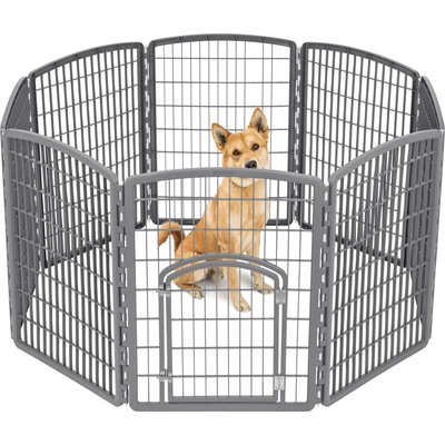 IRIS 8-Panel Plastic Exercise Dog Playpen, Gray, Iris