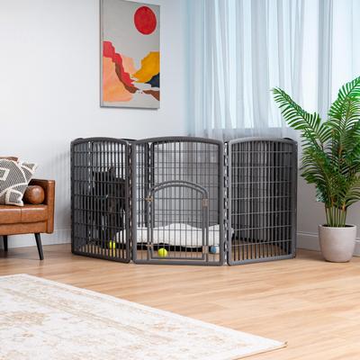 Show full view: IRIS 4-8 Panel Dog Exercise Playpen with Door, 34-in, Dark Gray slide 7 of 11