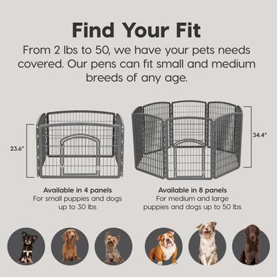 Show full view: IRIS 4-8 Panel Dog Exercise Playpen with Door, 34-in, Dark Gray slide 9 of 11