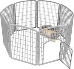 IRIS 4-8 Panel Dog Exercise Playpen with Door, 34-in, Light Gray