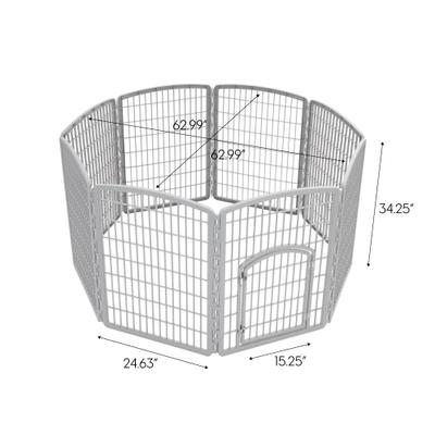 Show full view: IRIS 4-8 Panel Dog Exercise Playpen with Door, 34-in, Light Gray slide 5 of 11
