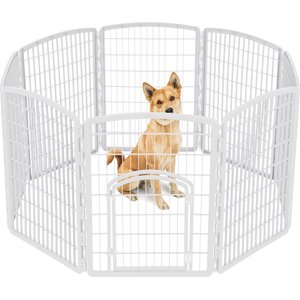 IRIS 4-8 Panel Dog Exercise Playpen with Door, 34-in, White