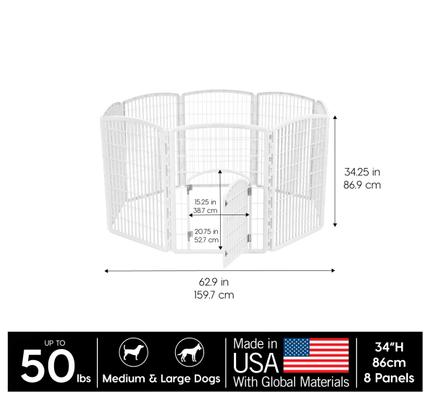 Show full view: IRIS 4-8 Panel Dog Exercise Playpen with Door, 34-in, White slide 2 of 11