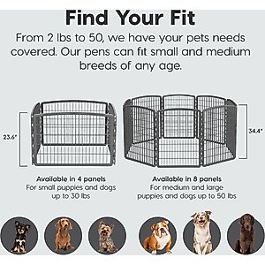 IRIS 4-Panel Dog Exercise Playpen, 24-in, Gray