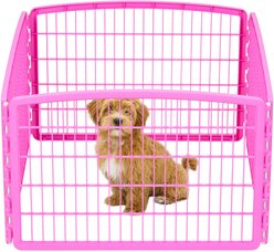 IRIS 4-Panel Dog Exercise Playpen, 24-in, Pink