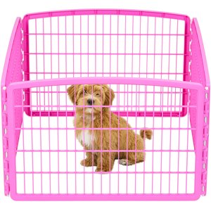 IRIS 4-Panel Dog Exercise Playpen, 24-in, Pink