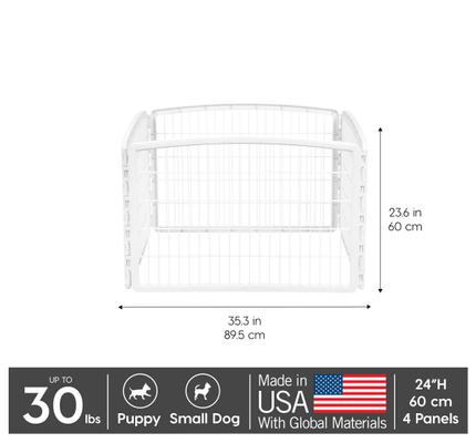 Show full view: IRIS 4-Panel Dog Exercise Playpen, 24-in, White slide 2 of 11