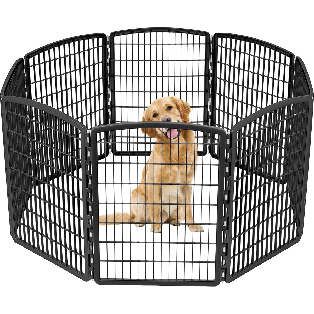 IRIS 8-Panel Dog Exercise Playpen, 34-in, Black
