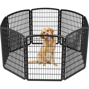 IRIS 8-Panel Dog Exercise Playpen, 34-in, Black
