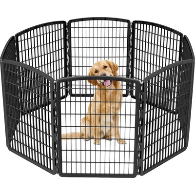 IRIS IRIS 8-Panel Dog Exercise Playpen, 34-in, Black