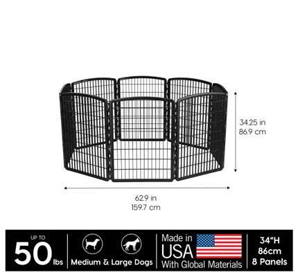 Show full view: IRIS 8-Panel Dog Exercise Playpen, 34-in, Black slide 2 of 10