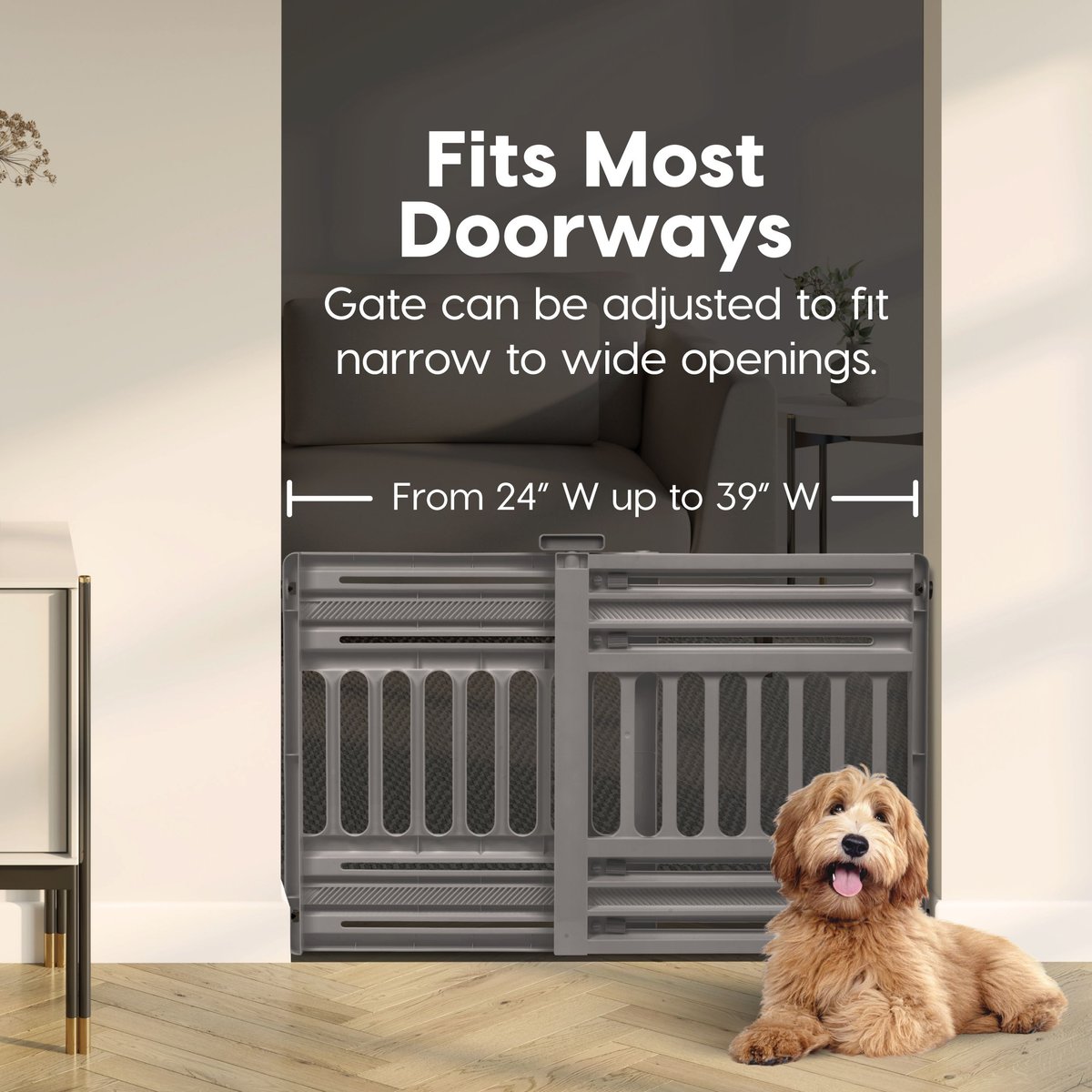 IRIS Adjustable Small & Medium Breed Dog Gate, 24-39-in