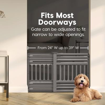 Show full view: IRIS Adjustable Small & Medium Breed Dog Gate, 24-39-in, Gray slide 5 of 10