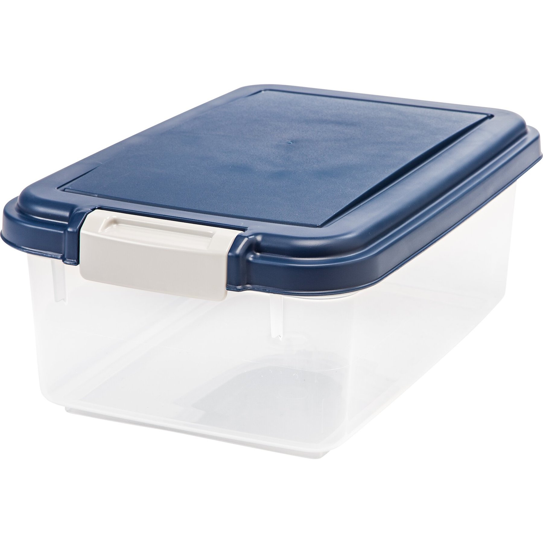 IRIS WeatherPro Airtight Dog, Cat & Bird Food Storage Container, Clear/Navy, 11-lb