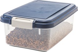 IRIS WeatherPro Airtight Dog, Cat & Bird Food Storage Container, Clear/Navy, 11-lb slide 2 of 3
