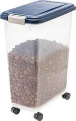 IRIS WeatherPro Airtight Dog, Cat & Bird Food Storage Container, Clear/Navy, 37.5-lb slide 2 of 5