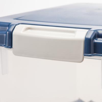 Show full view: IRIS WeatherPro Airtight Dog, Cat & Bird Food Storage Container, Clear/Navy, 37.5-lb slide 6 of 8