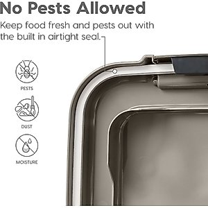 IRIS Airtight Dog, Cat & Bird Food Storage Container with Attachable Wheels, Gray & Black, 37.5-lb