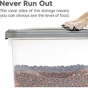 IRIS Airtight Dog, Cat & Bird Food Storage Container with Attachable Wheels, Gray & Black, 37.5-lb