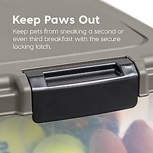 IRIS Airtight Dog, Cat & Bird Food Storage Container with Attachable Wheels, Gray & Black, 37.5-lb