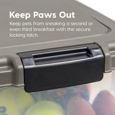 Show full view: IRIS WeatherPro Airtight Dog, Cat & Bird with Scoop Food Storage Container, Gray & Black, 37.5-lb slide 7 of 11