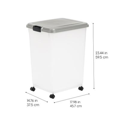Show full view: IRIS WeatherPro Airtight Dog, Cat & Bird with Scoop Food Storage Container, Gray & Black, 54-lb slide 2 of 11