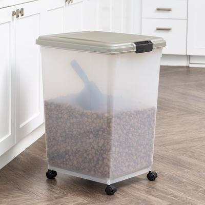 Show full view: IRIS WeatherPro Airtight Dog, Cat & Bird with Scoop Food Storage Container, Gray & Black, 54-lb slide 4 of 11