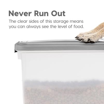 Show full view: IRIS WeatherPro Airtight Dog, Cat & Bird with Scoop Food Storage Container, Gray & Black, 54-lb slide 8 of 11