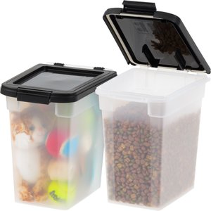 IRIS Airtight Dog & Cat Food Storage Container, Clear/Black, 10-lbs, 2 count