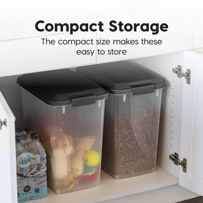 Show full view: IRIS WeatherPro Airtight Dog, Cat & Bird Food Storage Container, Clear/Black,10-lbs, 2 count slide 7 of 9