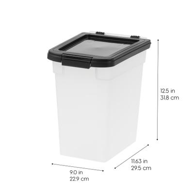 Show full view: IRIS WeatherPro Airtight Dog, Cat & Bird Food Storage Container, Clear/Black,10-lbs, 2 count slide 2 of 9