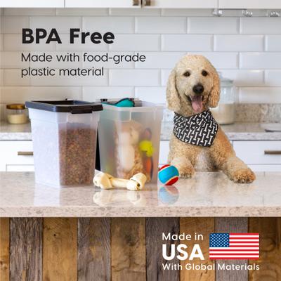 Show full view: IRIS WeatherPro Airtight Dog, Cat & Bird Food Storage Container, Clear/Black,10-lbs, 2 count slide 3 of 9