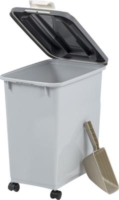 Show full view: IRIS WeatherPro Airtight Attachable Wheels & Scoop Dog, Cat & Bird Food Storage Container, Gray, 30-lbs slide 9 of 11