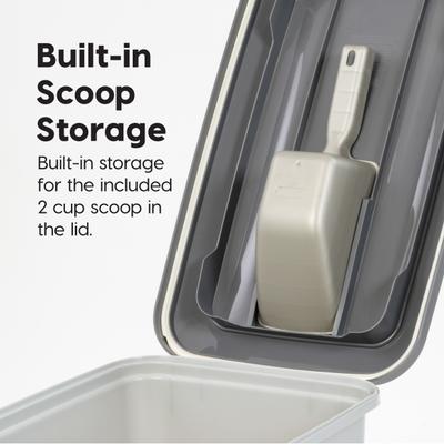 Show full view: IRIS WeatherPro Airtight Attachable Wheels & Scoop Dog, Cat & Bird Food Storage Container, Gray, 30-lbs slide 7 of 11