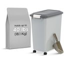IRIS WeatherPro Airtight Attachable Wheels & Scoop Dog, Cat & Bird Food Storage Container, Gray, 40-lbs