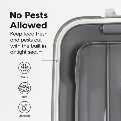 Show full view: IRIS WeatherPro Airtight Attachable Wheels & Scoop Dog, Cat & Bird Food Storage Container, Gray, 40-lbs slide 5 of 11