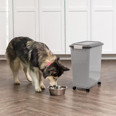 Show full view: IRIS WeatherPro Airtight Attachable Wheels & Scoop Dog, Cat & Bird Food Storage Container, Gray, 40-lbs slide 9 of 11