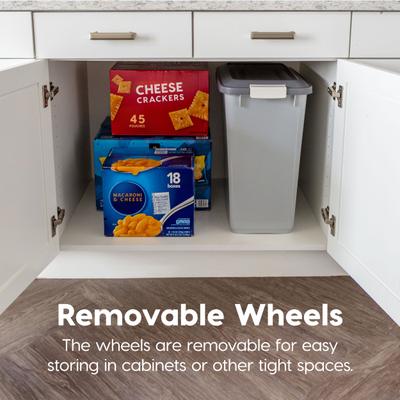 Show full view: IRIS WeatherPro Airtight Attachable Wheels & Scoop Dog, Cat & Bird Food Storage Container, Gray, 40-lbs slide 4 of 11