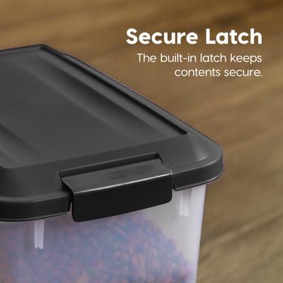 Show full view: IRIS WeatherPro Airtight Dog, Cat & Bird Food Storage Container, Clear/Black, 30-lbs, 2 count slide 6 of 11