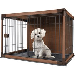 IRIS Dog Crate Furniture, End Table, Dog Crate, Dark Brown, Medium