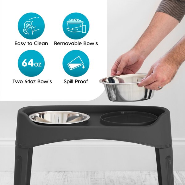 Show full view: IRIS Elevated Dog Feeder with Attachable Feet, Black, 8-cup slide 9 of 11
