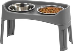 IRIS Elevated Dog Feeder with Attachable Feet, Gray, 8-cup