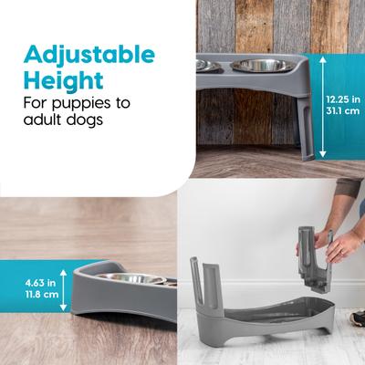 Show full view: IRIS Elevated Dog Feeder with Attachable Feet, Gray, 8-cup slide 9 of 12