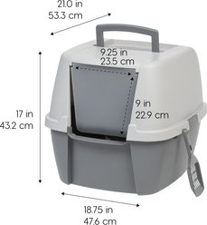 IRIS Enclosed Cat Litter Box with Front Door Flap & Scoop, Gray, Jumbo slide 2 of 9