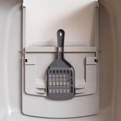 Show full view: IRIS Enclosed Cat Litter Box with Front Door Flap & Scoop, Gray, Jumbo slide 6 of 11